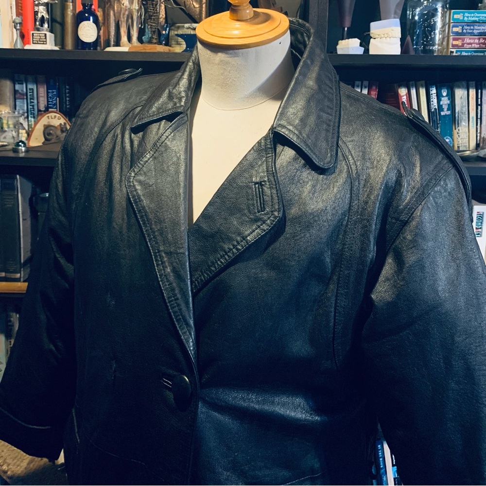 Nearly New Burk’s Bay Leather Trench Coat